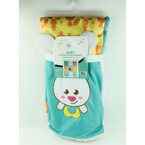 Bunny Fox Baby Activity Blanket Plush Raised Dot Teething Ring Crinkle Mirror